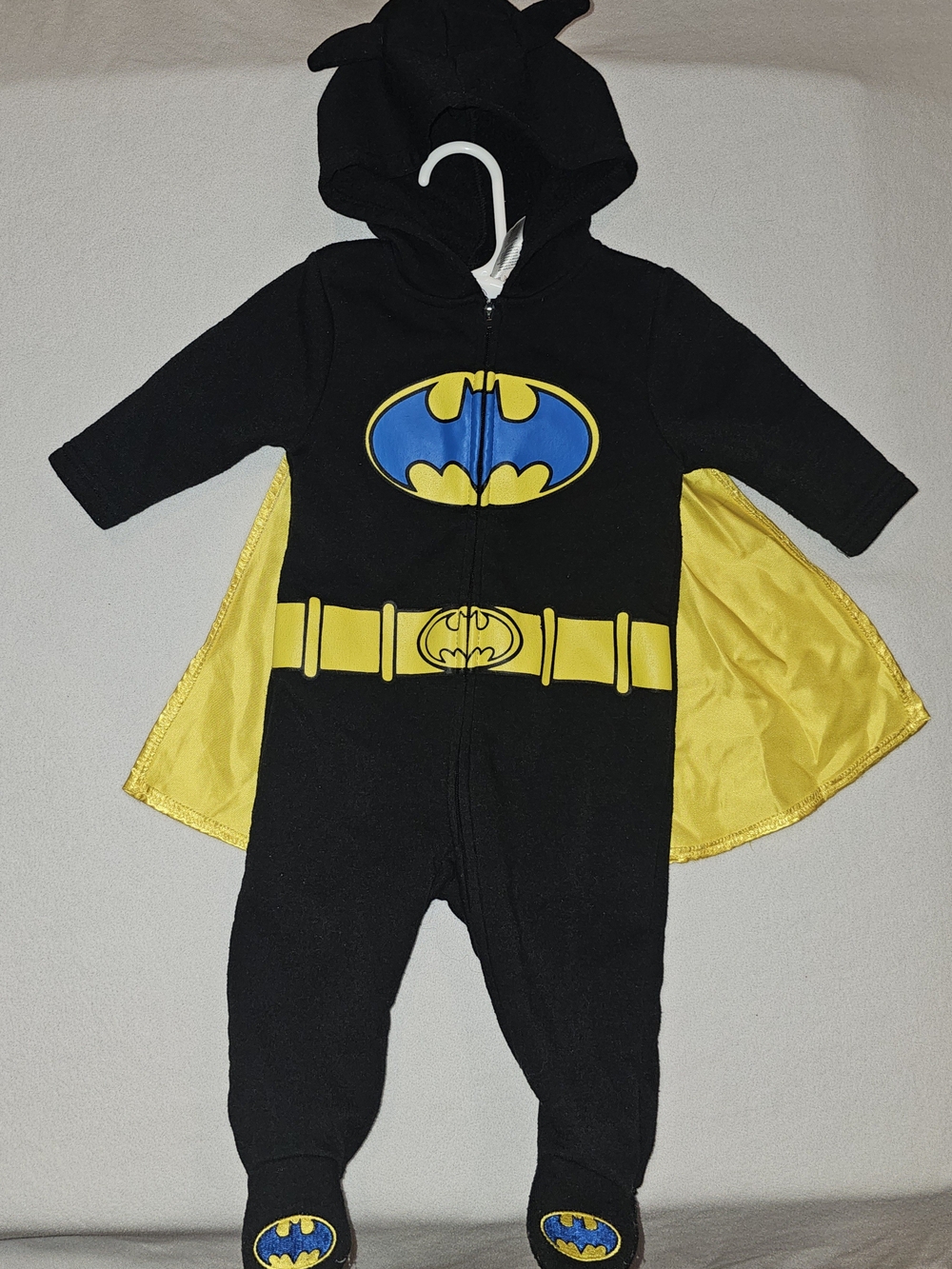 Batman Black and Yellow Hooded Baby Superhero Costume